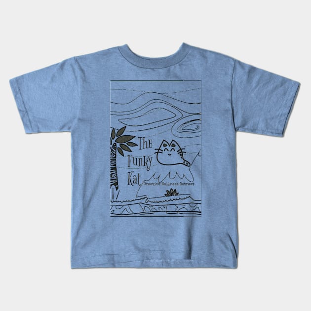 The Funky Kat Creative Wellness Retreat ink drawing Kids T-Shirt by farq